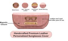 AICA Personalized Name & Charm Sunglasses Case for Men & Women (NudePink)