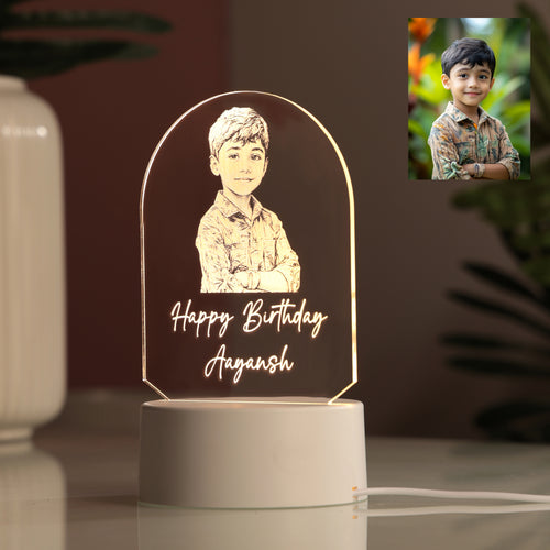 AICA Happy Birthday Kids Personalised Photo LED Lamp