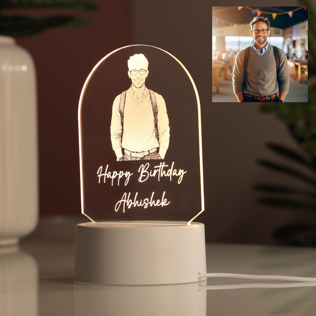 AICA Happy Birthday – Personalised Photo LED Lamp with Customised Message | Birthday Gifts for Man Husband Boyfriend Boy Dad Friend |Birthday Gift
