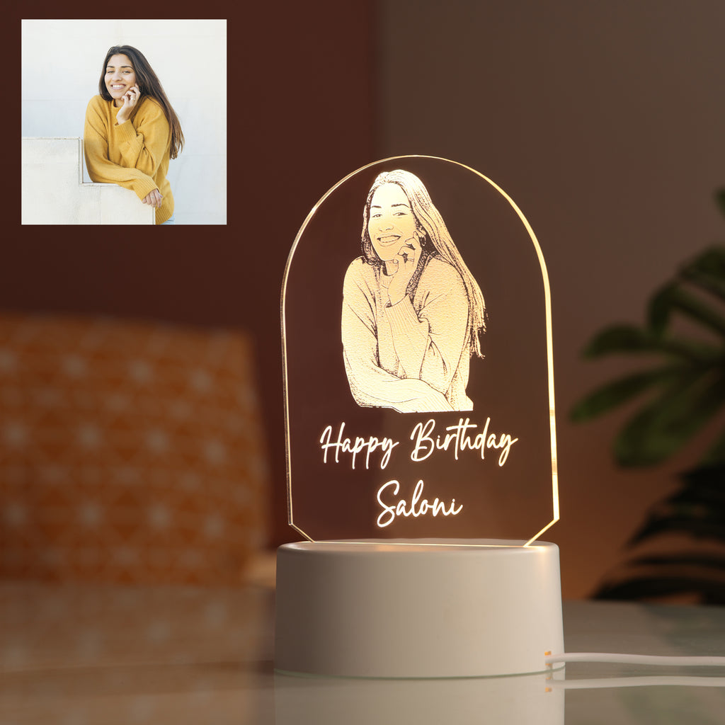 AICA Happy Birthday – Personalised Photo LED Lamp with Customised Message | Birthday Gifts for Women Wife Girlfriend Girl Mom Friend |Birthday Gift