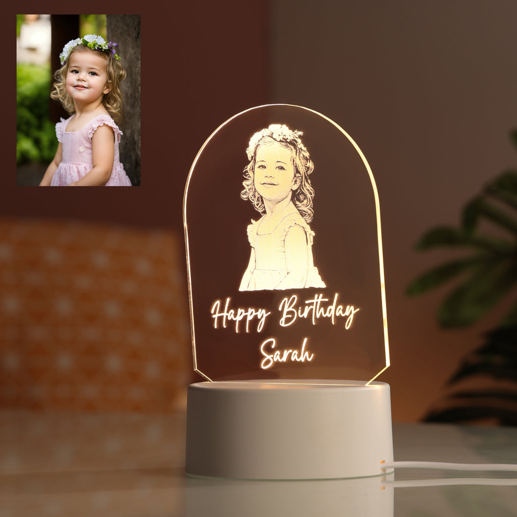 AICA Happy Birthday – Personalised Photo LED Lamp with Customised Message | Birthday Gifts for Kids Girl Girls |Birthday Gift