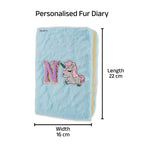 AICA Personalized Embroidery Patch Name Soft Fur Diary A5 Size 160 Pages (Babyblue) For Girls & Boys|Customized Cute Plush Personal Journal | Diary for Girls Aesthetic | Diary for Kids| Gifts for Boys