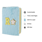 AICA Personalized Embroidery Patch Name Soft Fur Diary A5 Size 160 Pages (Babyblue) For Girls & Boys|Customized Cute Plush Personal Journal | Diary for Girls Aesthetic | Diary for Kids| Gifts for Boys