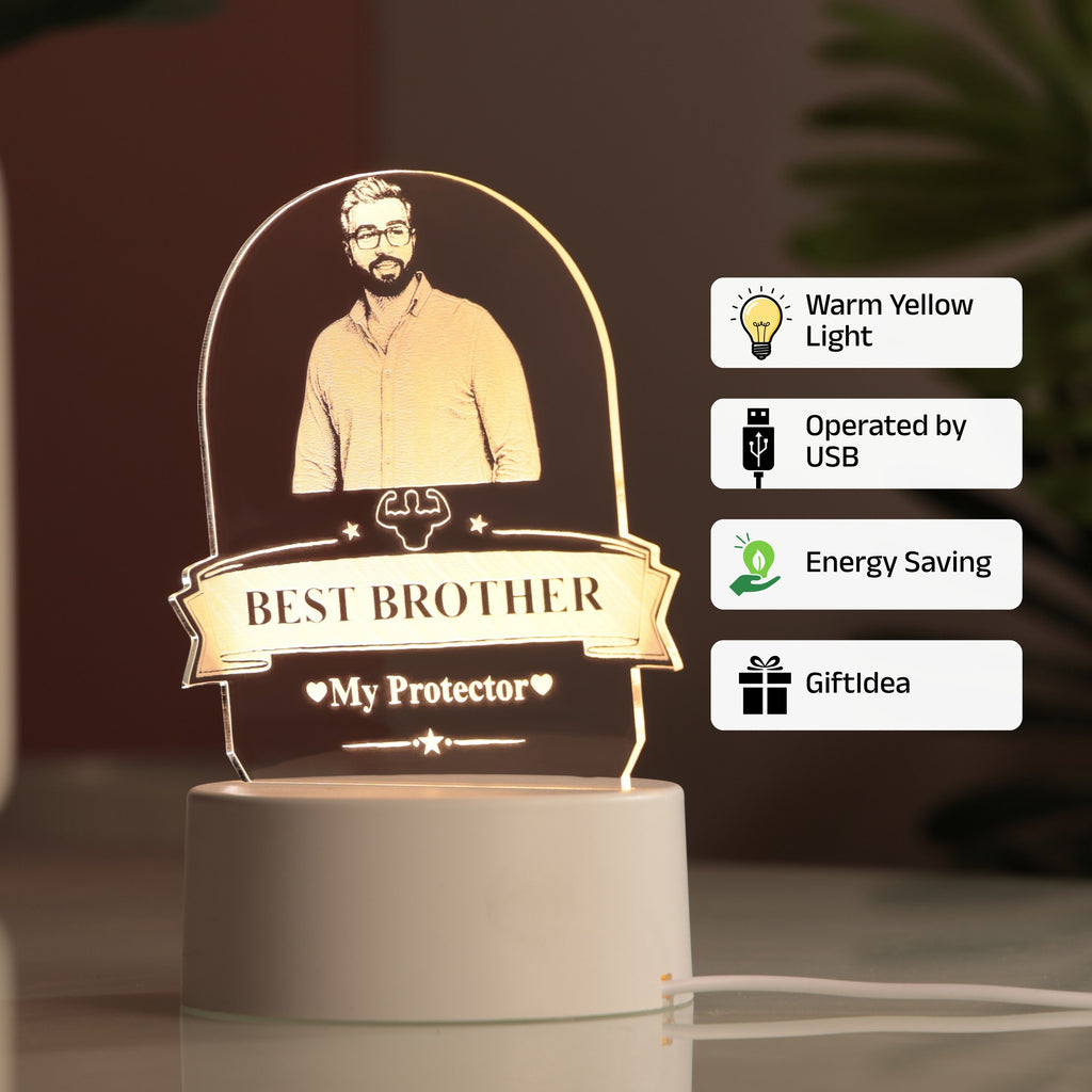 AICA Best Brother – Personalized Photo LED Lamp with Customised Message |Birthday Rakhi Rakshabandhan Gifts for Brother | Gift for Brother