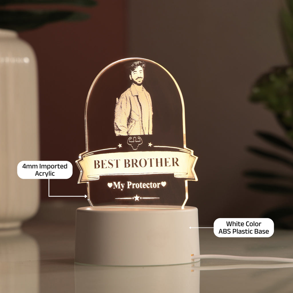 AICA Best Brother – Personalized Photo LED Lamp with Customised Message |Birthday Rakhi Rakshabandhan Gifts for Brother | Gift for Brother