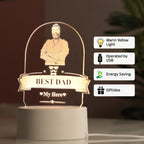 AICA Best Dad – Personalized Photo LED Lamp with Customised Message | Anniversary Birthday Marriage Gift for Dad Father Daddy Father in law | Fathers Day Gift