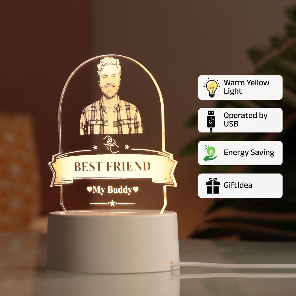 AICA Best Friend – Personalized Photo LED Lamp with Customised Message | Anniversary Birthday Marriage Wedding Gifts for Best Friend Male Boy Man
