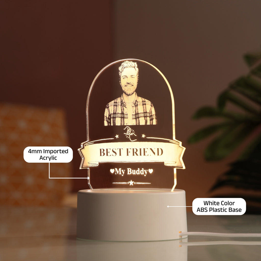 AICA Best Friend – Personalized Photo LED Lamp with Customised Message | Anniversary Birthday Marriage Wedding Gifts for Best Friend Male Boy Man