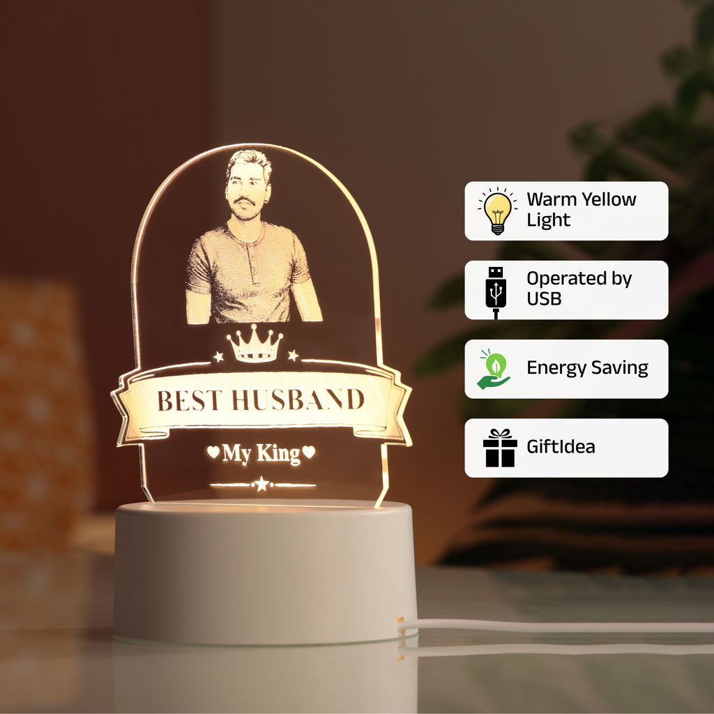 AICA Best Husband – Personalized Photo LED Lamp with Customised Message | Anniversary Birthday Marriage Gifts for Husband