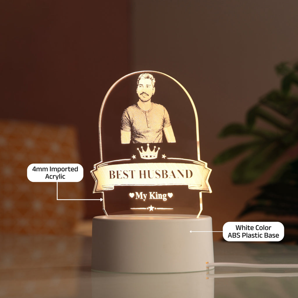 AICA Best Husband – Personalized Photo LED Lamp with Customised Message | Anniversary Birthday Marriage Gifts for Husband