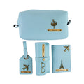 AICA Personalized  Leather Travel 4pcs Gift Set Combo
