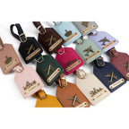 AICA Personalized Name & Charm Leather Travel 4pcs Gift Set Combo for Men & Women | Customized Travel Accessories Hamper | Gifts for Family and Friends | Gift for Girls & Boys (Babyblue)