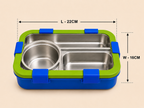 AICA Personalized Name Engraved 650 ML Stainless Steel Lunch Box for Kids | BPA Free | 3 Compartment Leakproof | Hidden Spoon Storage | Keeps Food Warm & Separate | Lunch Box for Boy & Girl (Blue)