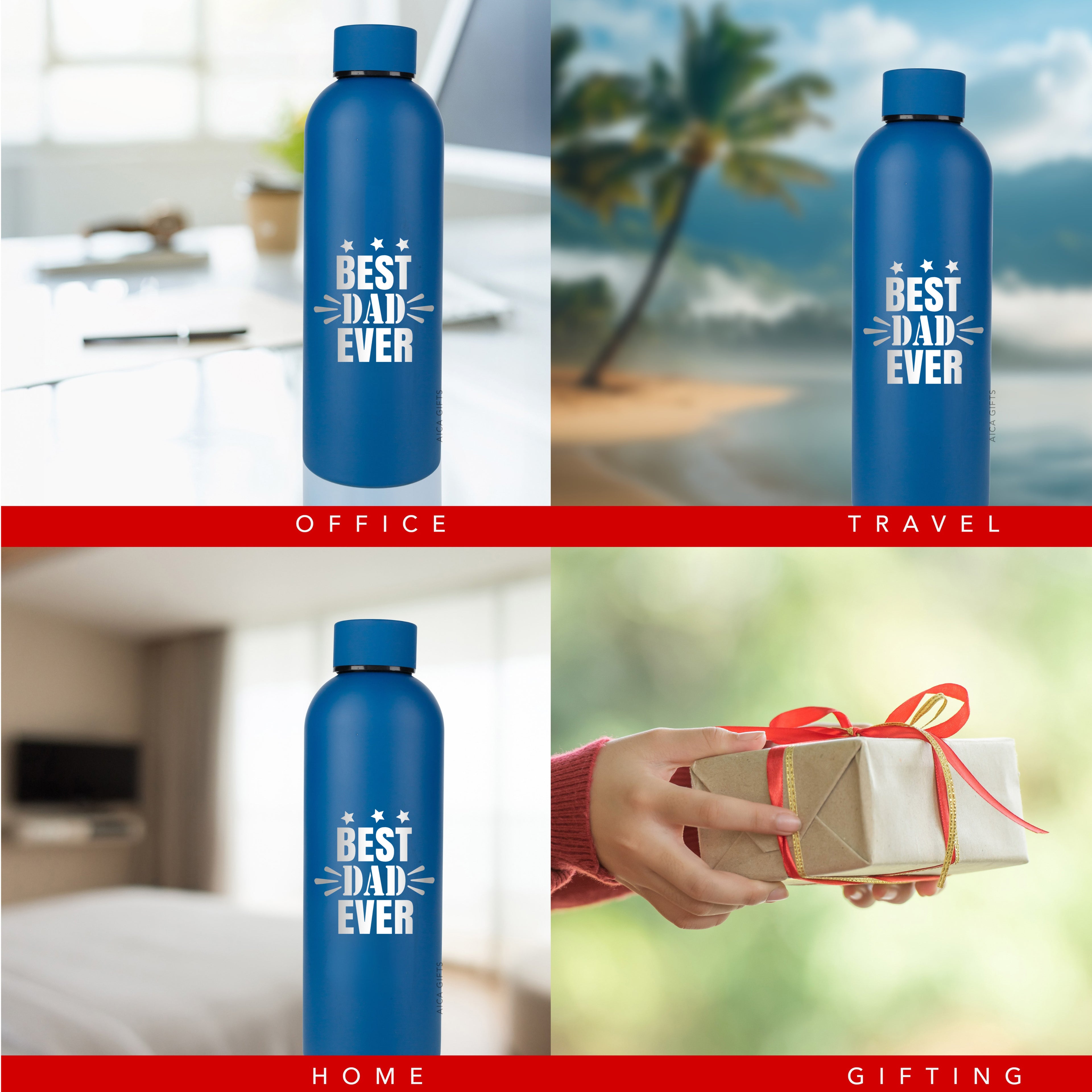 Best Dad Ever Stainless Bottle - Navy Blue