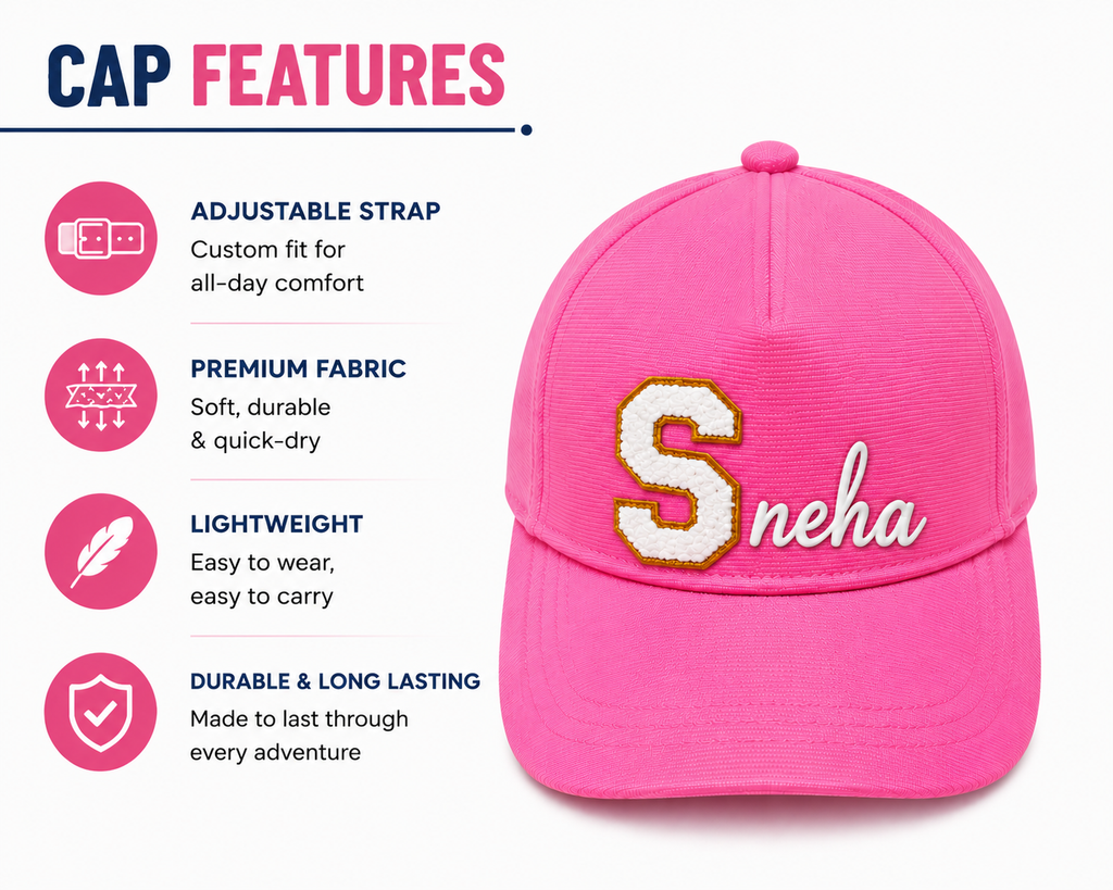 AICA Personalized Kids Patch Letter Cap | Custom Initial Patch Design with Name Print | Premium Flex Quality Material | Adjustable Comfortable Cap for Boys & Girls | Casual Outdoor Everyday Wear