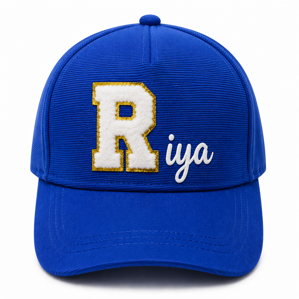 AICA Personalized Kids Patch Letter Cap | Custom Initial Patch Design with Name Print | Premium Flex Quality Material | Adjustable Comfortable Cap for Boys & Girls | Casual Outdoor Everyday Wear