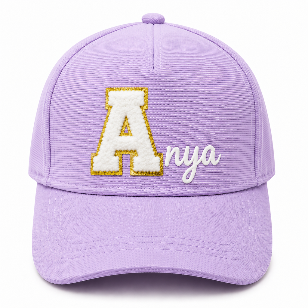 AICA Personalized Kids Patch Letter Cap | Custom Initial Patch Design with Name Print | Premium Flex Quality Material | Adjustable Comfortable Cap for Boys & Girls | Casual Outdoor Everyday Wear