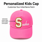 AICA Personalized Kids Patch Letter Cap | Custom Initial Patch Design with Name Print | Premium Flex Quality Material | Adjustable Comfortable Cap for Boys & Girls | Casual Outdoor Everyday Wear