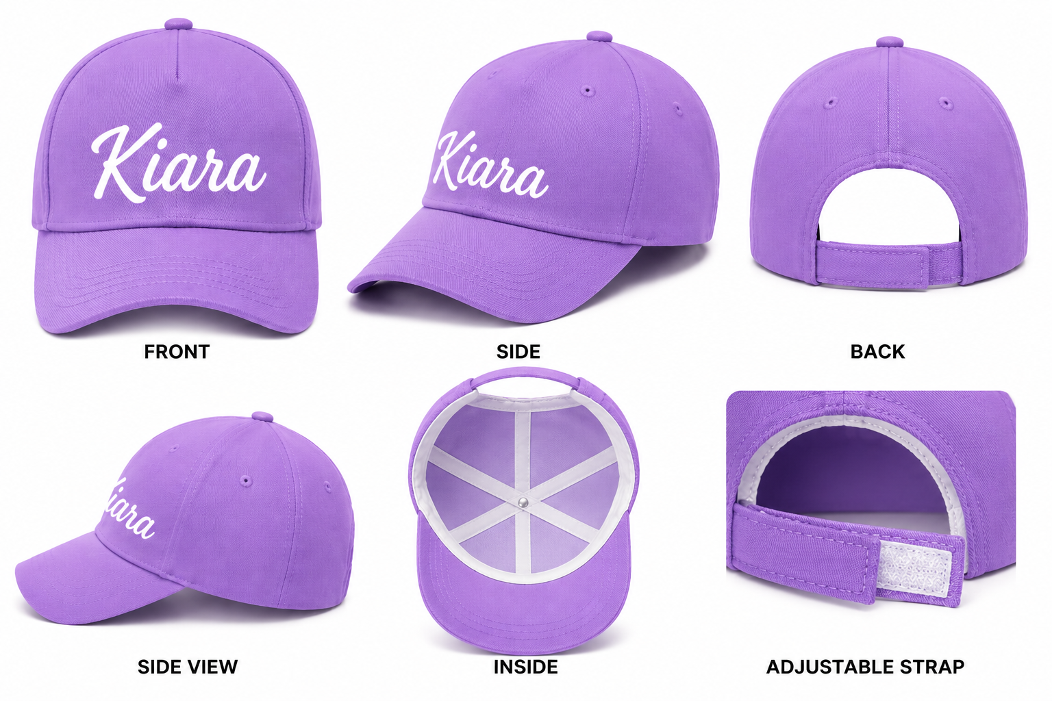 AICA Personalised Name Flex Cap for Kids | Free Size | Gifts for Kids (Lavender)