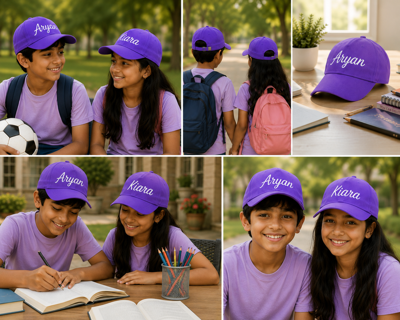 AICA Personalised Name Flex Cap for Kids | Free Size | Gifts for Kids (Lavender)