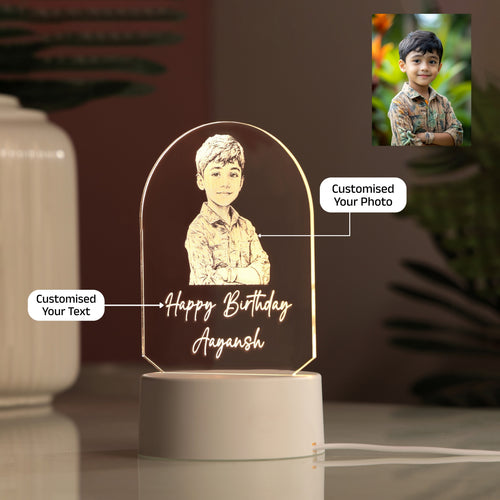 AICA Happy Birthday Kids Personalised Photo LED Lamp