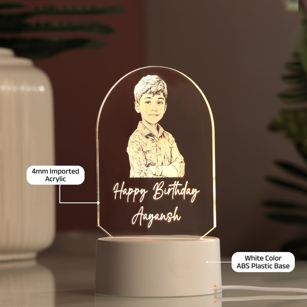 AICA Happy Birthday – Personalised Photo LED Lamp with Customised Message | Birthday Gifts for Kids Boy Boys |Birthday Gift