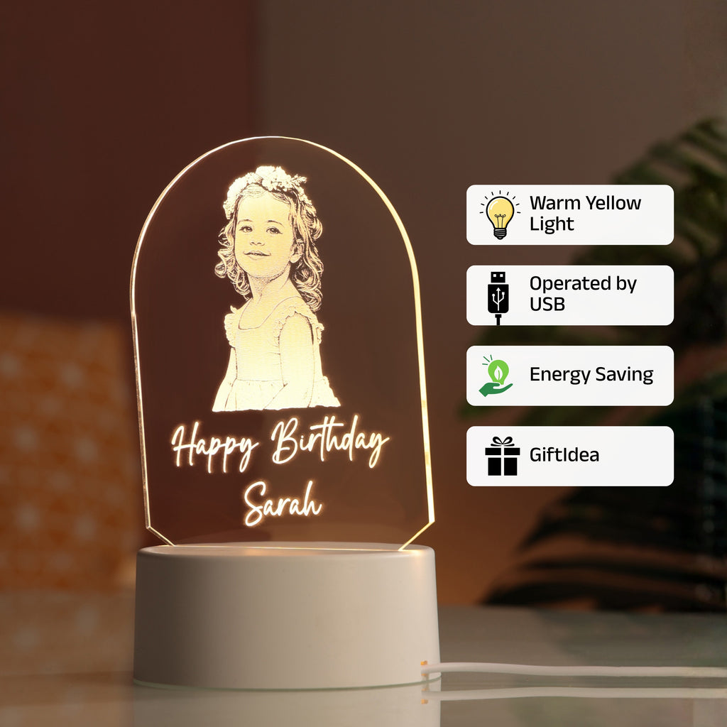 AICA Happy Birthday – Personalised Photo LED Lamp with Customised Message | Birthday Gifts for Kids Girl Girls |Birthday Gift