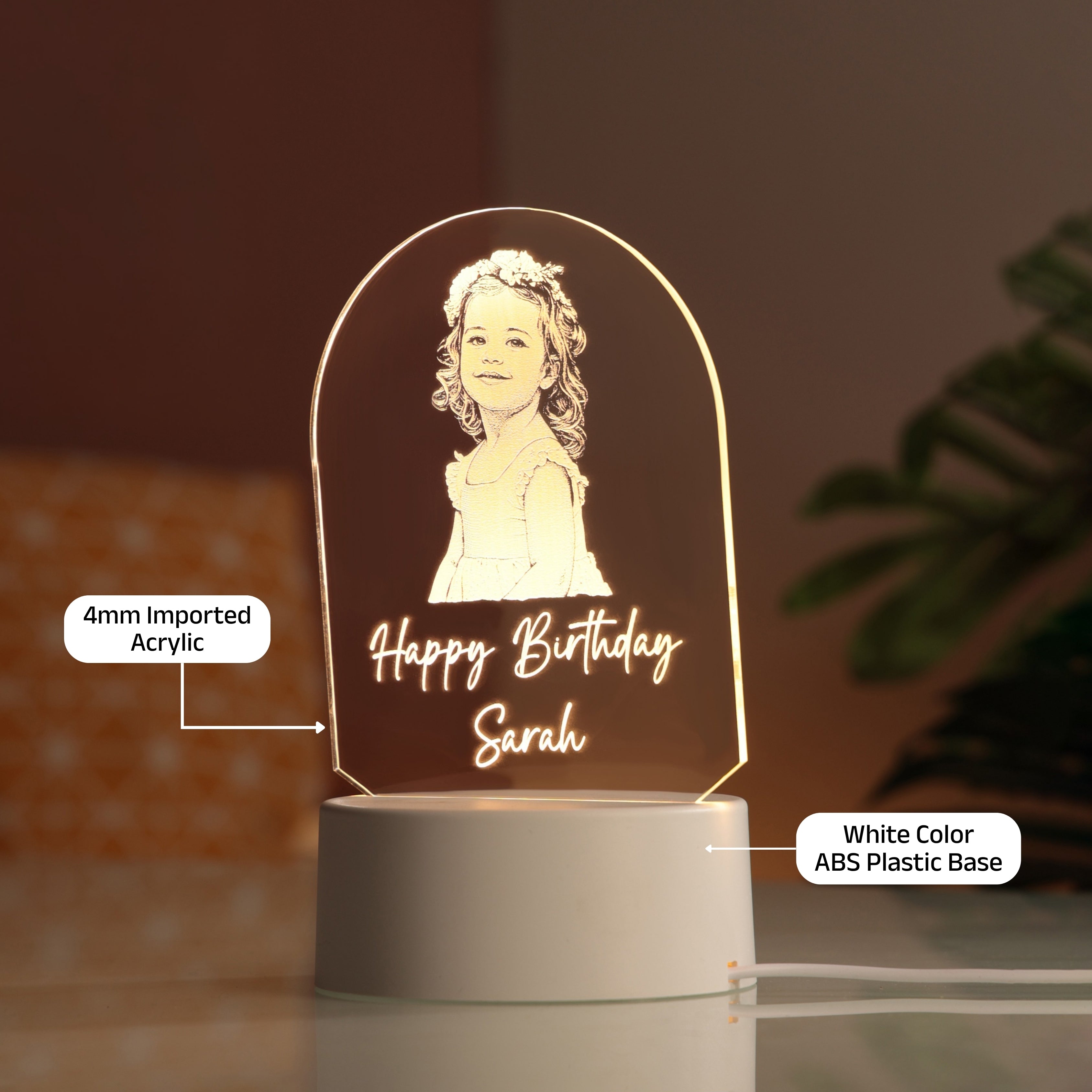 AICA Happy Birthday – Personalised Photo LED Lamp with Customised Message | Birthday Gifts for Kids Girl Girls |Birthday Gift