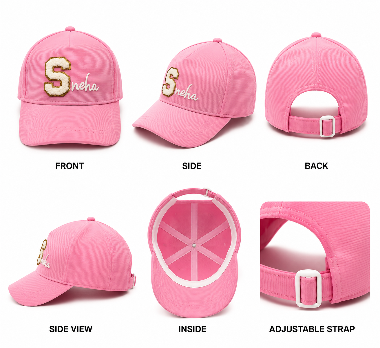 AICA Personalized Kids Patch Letter Cap | Custom Initial Patch Design with Name Print | Premium Flex Quality Material | Adjustable Comfortable Cap for Boys & Girls | Casual Outdoor Everyday Wear