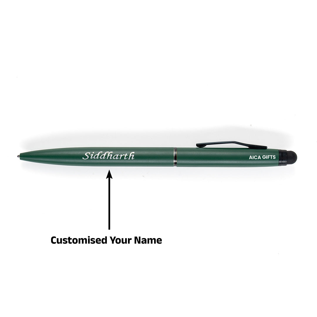 AICA Gifts Personalized Pens with Name Engraved Roller Ball Pen (Dark Green)