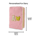 AICA Personalized Embroidery Patch Name Soft Fur Diary A5 Size 160 Pages (Pink) For Girls & Boys | Customized Cute Plush Personal Journal | Diary for Girls Aesthetic | Diary for Kids | Gifts for Girls