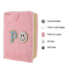 AICA Personalized Embroidery Patch Name Soft Fur Diary A5 Size 160 Pages (Pink) For Girls & Boys | Customized Cute Plush Personal Journal | Diary for Girls Aesthetic | Diary for Kids | Gifts for Girls