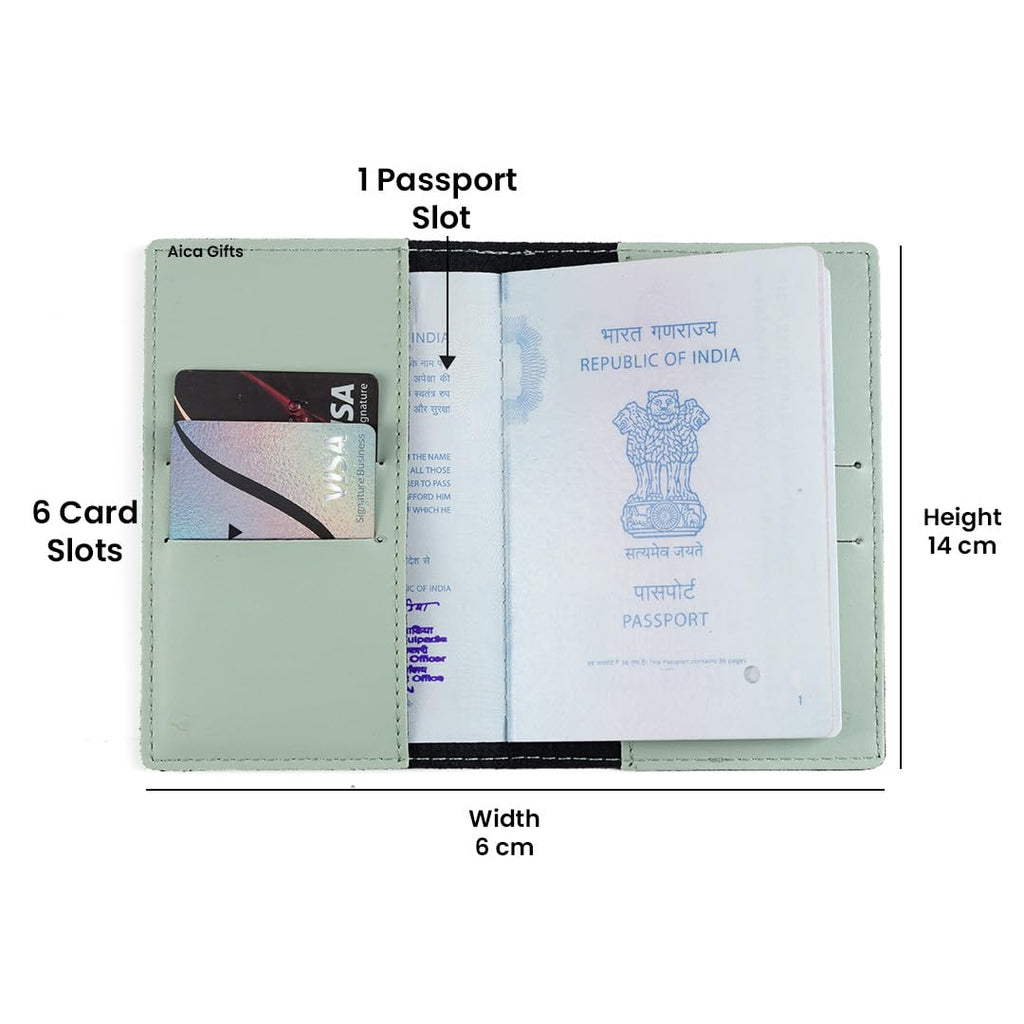 AICA Personalized Name & Charm Leather Travel 4pcs Gift Set Combo for Men & Women | Customized Travel Accessories Hamper | Gifts for Family and Friends | Gift for Girls & Boys (Mintgreen)