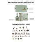 AICA Personalized Name & Charm Leather Travel 4pcs Gift Set Combo for Men & Women | Customized Travel Accessories Hamper | Gifts for Family and Friends | Gift for Girls & Boys (Mintgreen)