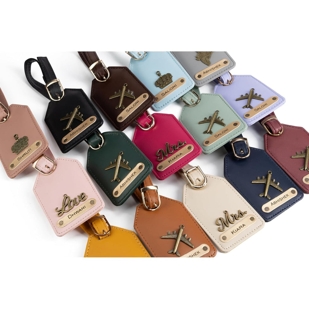 AICA Personalized Name & Charm Leather Travel 4pcs Gift Set Combo for Men & Women | Customized Travel Accessories Hamper | Gifts for Family and Friends | Gift for Girls & Boys (Cream)