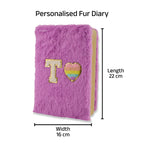 AICA Personalized Embroidery Patch Name Soft Fur Diary A5 Size 160 Pages (Purple) For Girls & Boys|Customized Cute Plush Personal Journal | Diary for Girls Aesthetic | Diary for Kids | Gifts for Girls