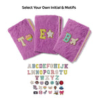AICA Personalized Embroidery Patch Name Soft Fur Diary A5 Size 160 Pages (Purple) For Girls & Boys|Customized Cute Plush Personal Journal | Diary for Girls Aesthetic | Diary for Kids | Gifts for Girls