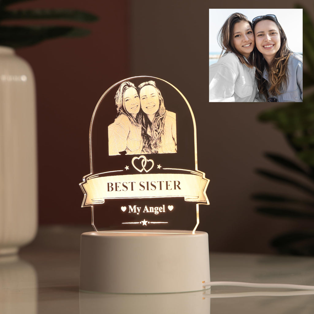 AICA Best Sister – Personalized Photo LED Lamp with Customised Message |Birthday Rakhi Rakshabandhan Gifts for Sister | Gift for Sister