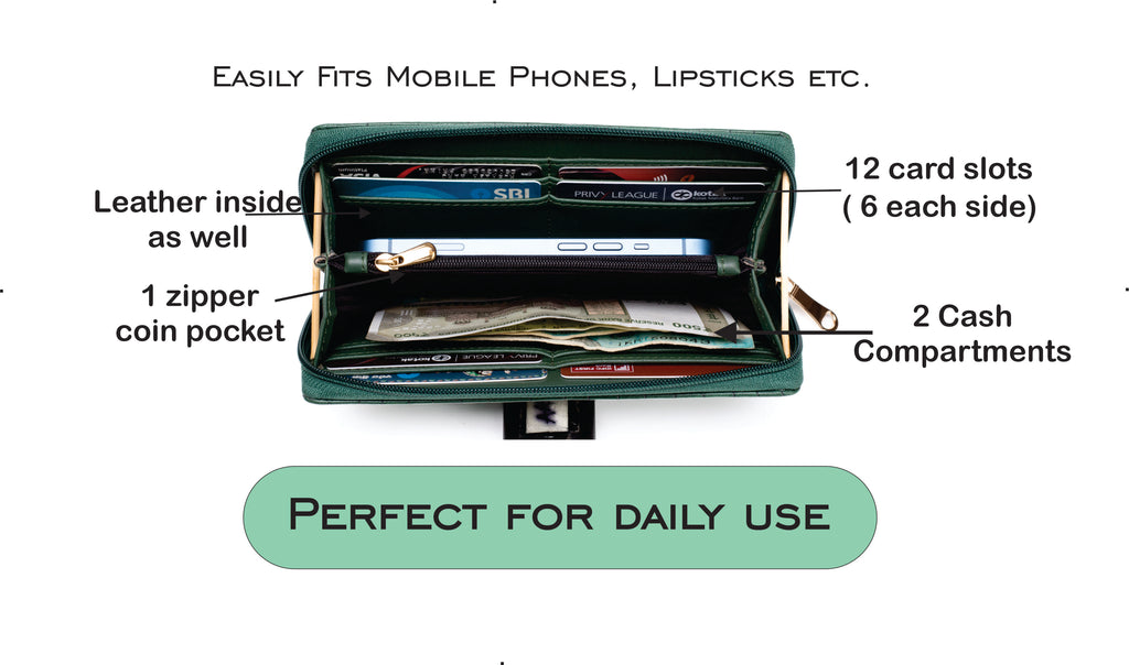 Personalized Self -Textured Womens Wallet - MintGreen