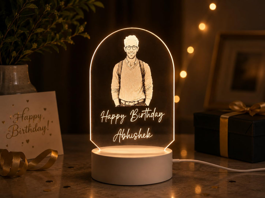 AICA Happy Birthday – Personalised Photo LED Lamp with Customised Message | Birthday Gifts for Man Husband Boyfriend Boy Dad Friend |Birthday Gift