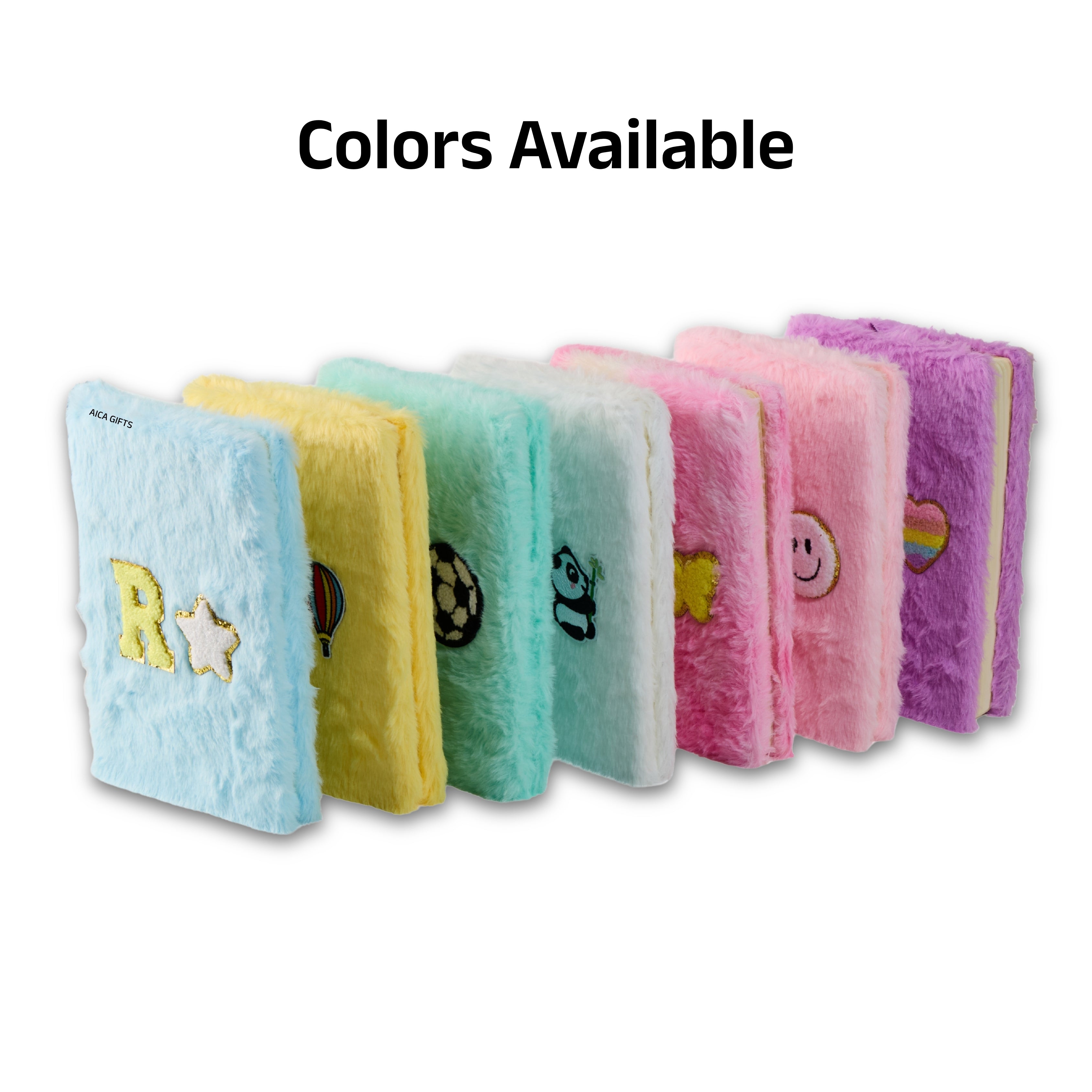 AICA Personalized Embroidery Patch Name Soft Fur Diary A5 Size 160 Pages (White) For Girls & Boys|Customized Cute Plush Personal Journal | Diary for Girls Aesthetic | Diary for Kids | Gifts for Girls