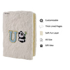 AICA Personalized Embroidery Patch Name Soft Fur Diary A5 Size 160 Pages (White) For Girls & Boys|Customized Cute Plush Personal Journal | Diary for Girls Aesthetic | Diary for Kids | Gifts for Girls