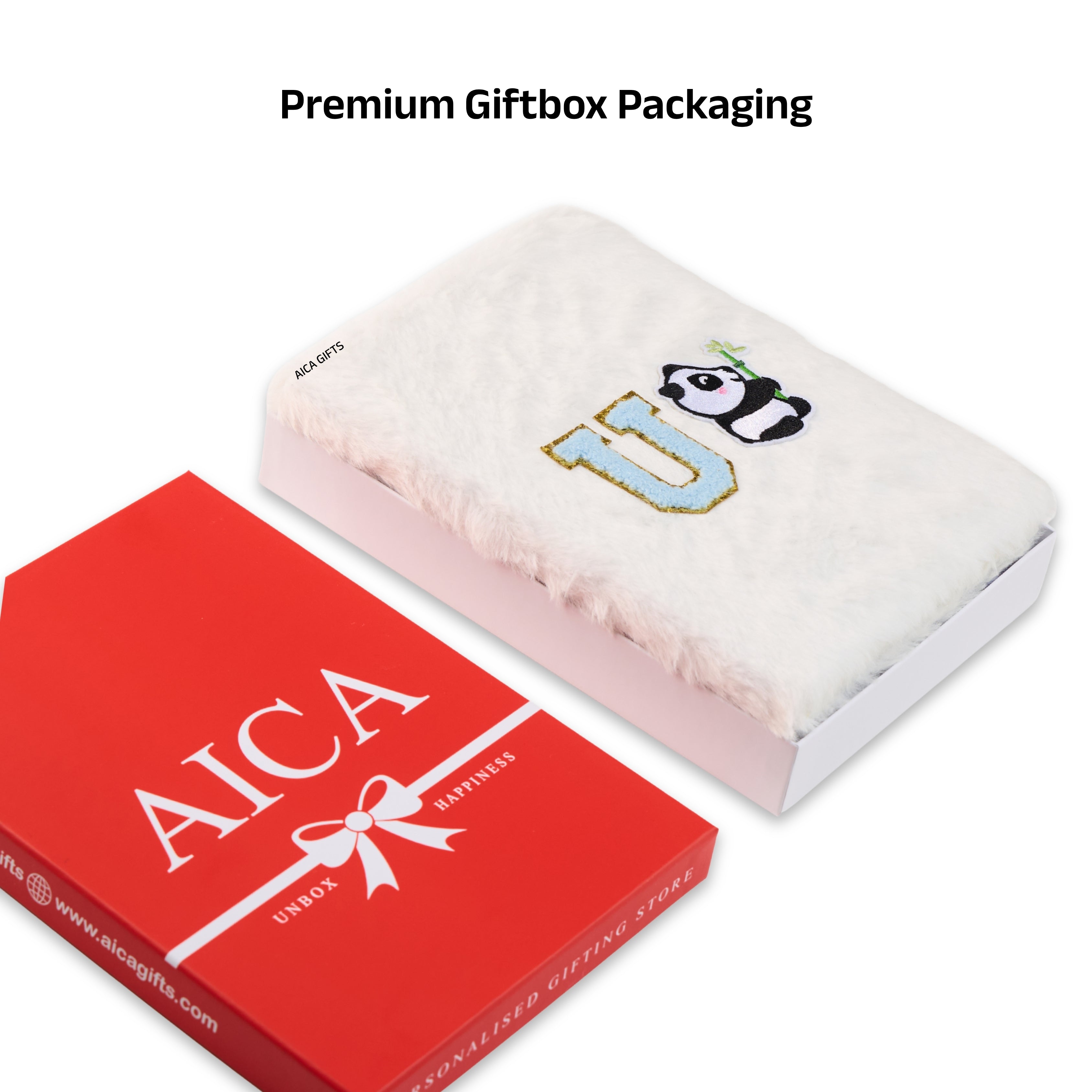 AICA Personalized Embroidery Patch Name Soft Fur Diary A5 Size 160 Pages (White) For Girls & Boys|Customized Cute Plush Personal Journal | Diary for Girls Aesthetic | Diary for Kids | Gifts for Girls
