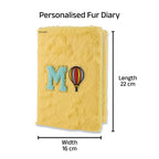 AICA Personalized Embroidery Patch Name Soft Fur Diary A5 Size 160 Pages (Yellow) For Girls & Boys|Customized Cute Plush Personal Journal | Diary for Girls Aesthetic | Diary for Kids | Gifts for Girls